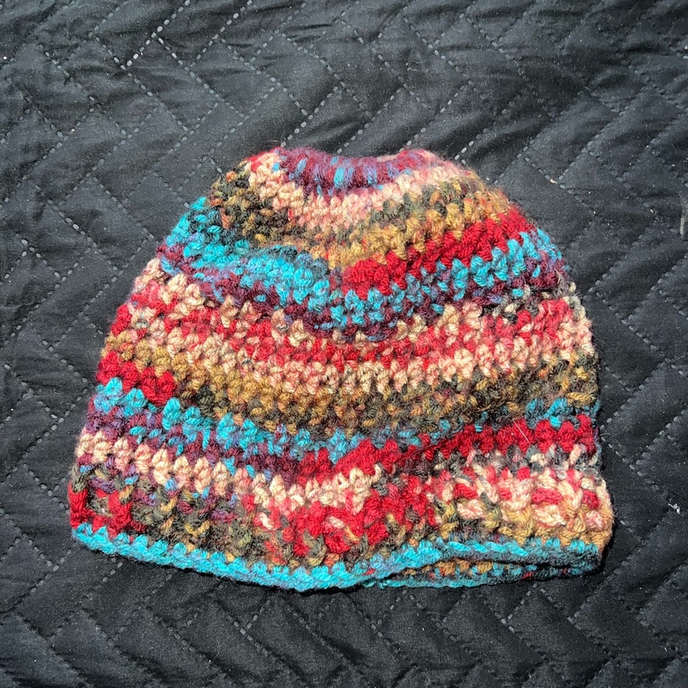 Handmade Crocheted Beanie + Ponytail Opening